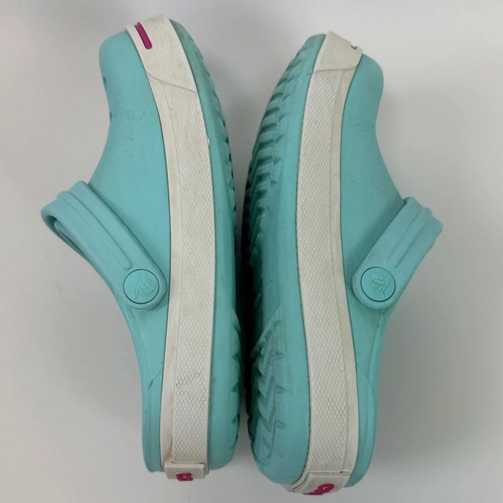 Crocs‎ Original Crocband Clog Aqua Blue White Pink Kids Girls J6 Shoes
